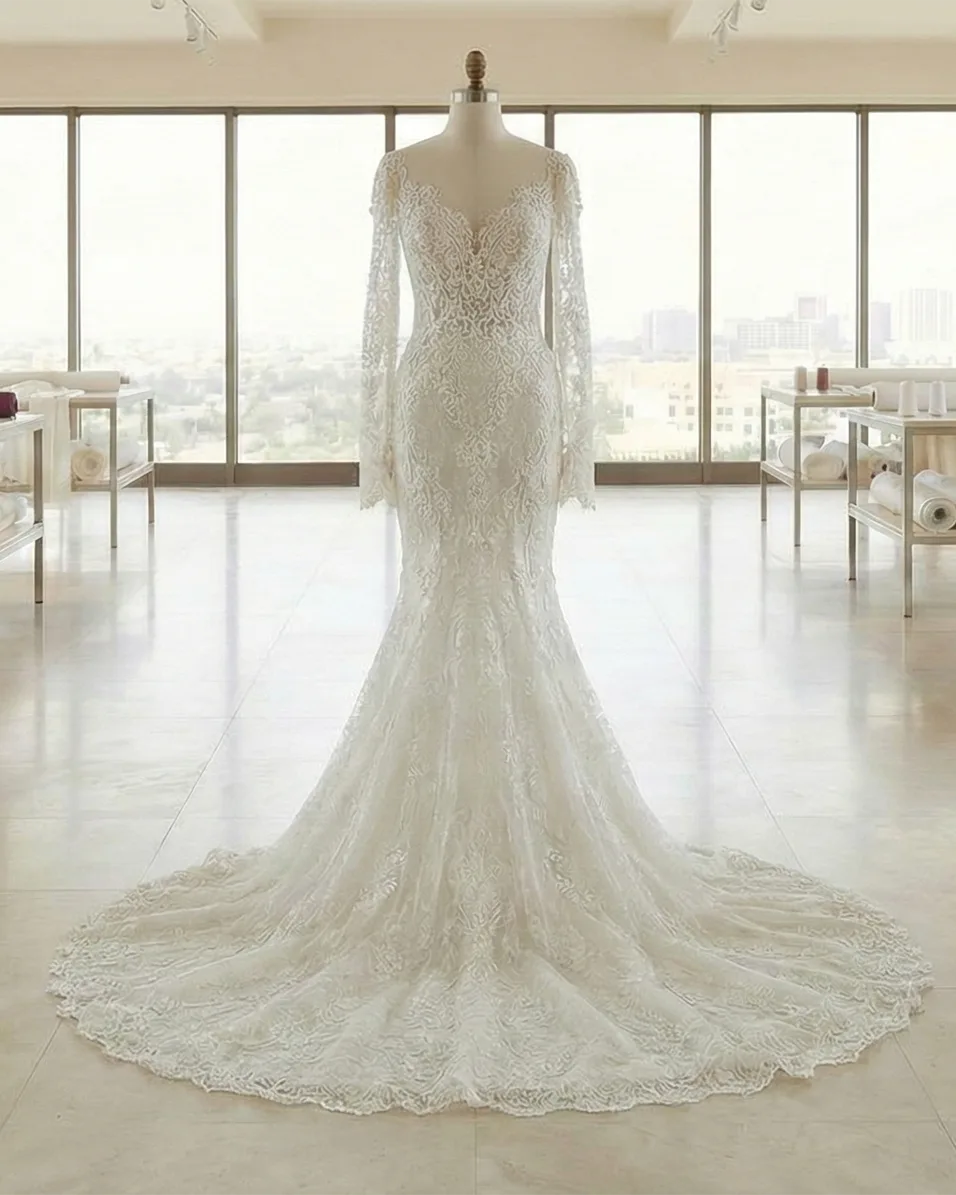 Brautkleid aus Spitze auf einer Schneiderpuppe